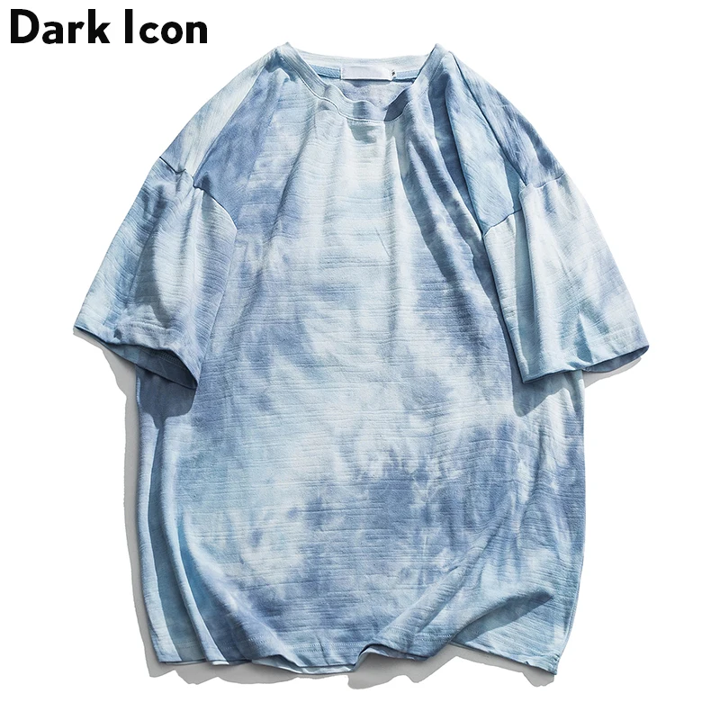 Dark Icon Tie dying Футболка Мужская Круглый вырез лодочкой футболка Hipster с коротким рукавом Хлопок футболки 3 цвета