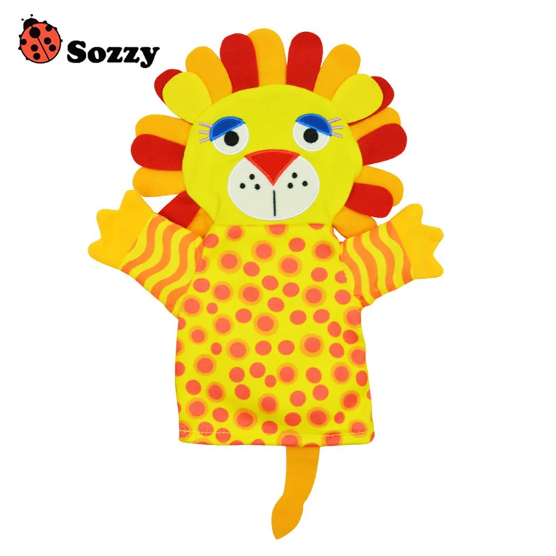 Sozzy детская ручная кукольная игрушка Speelgoed животные синие мягкие игрушки для новорожденных Прекрасный Лев лягушка коровы попугай слон - Цвет: Lion