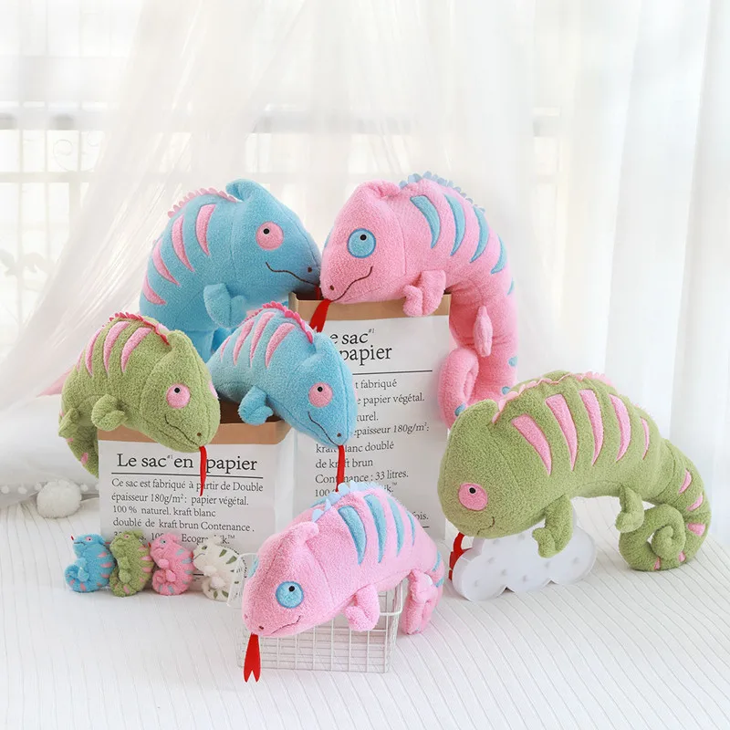 

Cartoon Stuffed Chameleon Lizard Plush Toy Soft Doll Bag Pendant Car Keychain Chain Large Sleeping Pillow