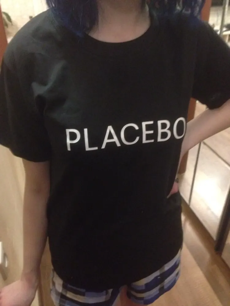 PLACEBO с буквенным принтом Футболка хлопок повседневное забавная футболка для