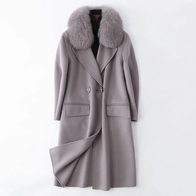 2018 Новый Fox меховой для шеи Double faced Wool пальто JY50120|Женские пальто| |
