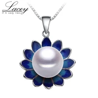 lacey pearl jewelry pendant necklacegenuine natural pearl necklacecloisonne pearl pendant women 2017 new enamel necklace