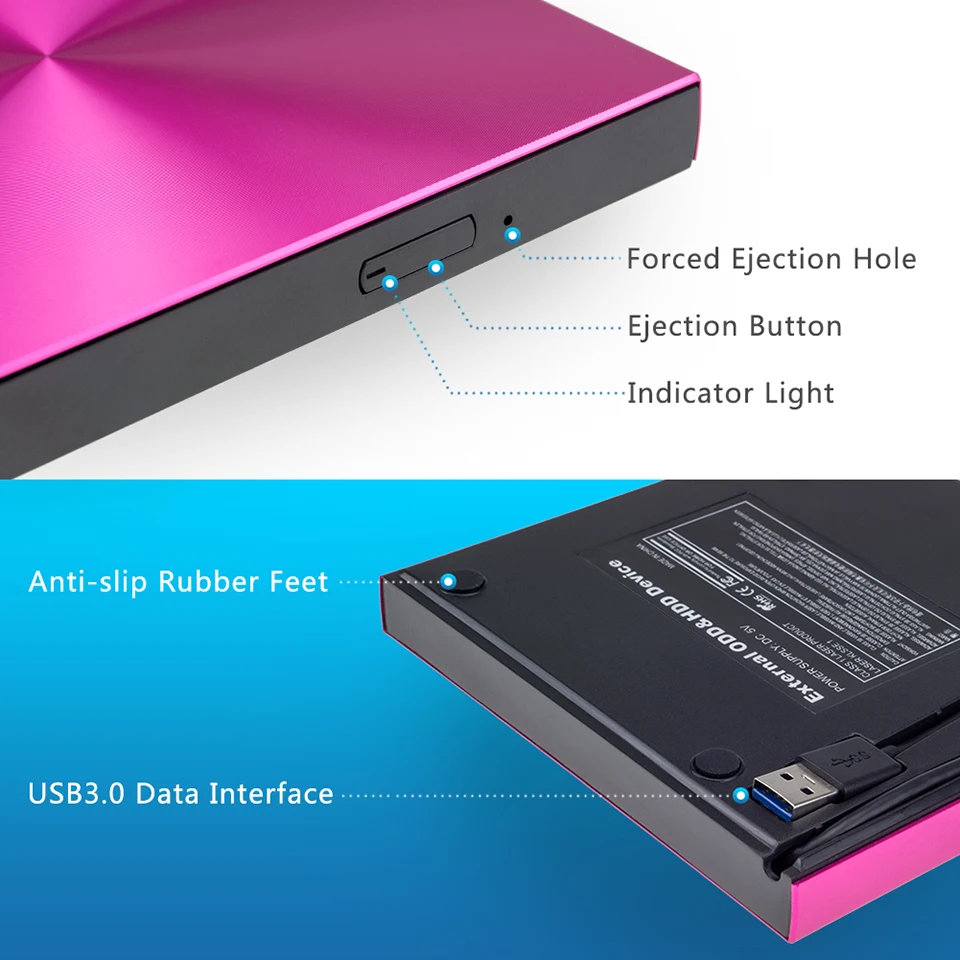 USB3.0 внешнее устройство для записи dvd дисков ридер CD ROM плеер оптический привод