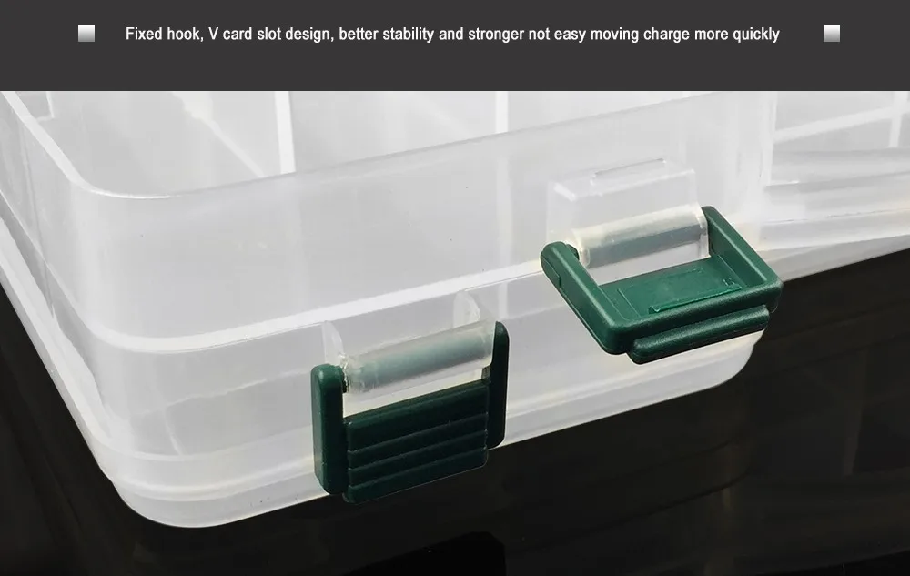 29.5*19*6cm Big Clear Plastic Fishing Tackle Boxes Double Sided 14 Slots Case Bait Tool Universal Fishing Lure Box Accessories