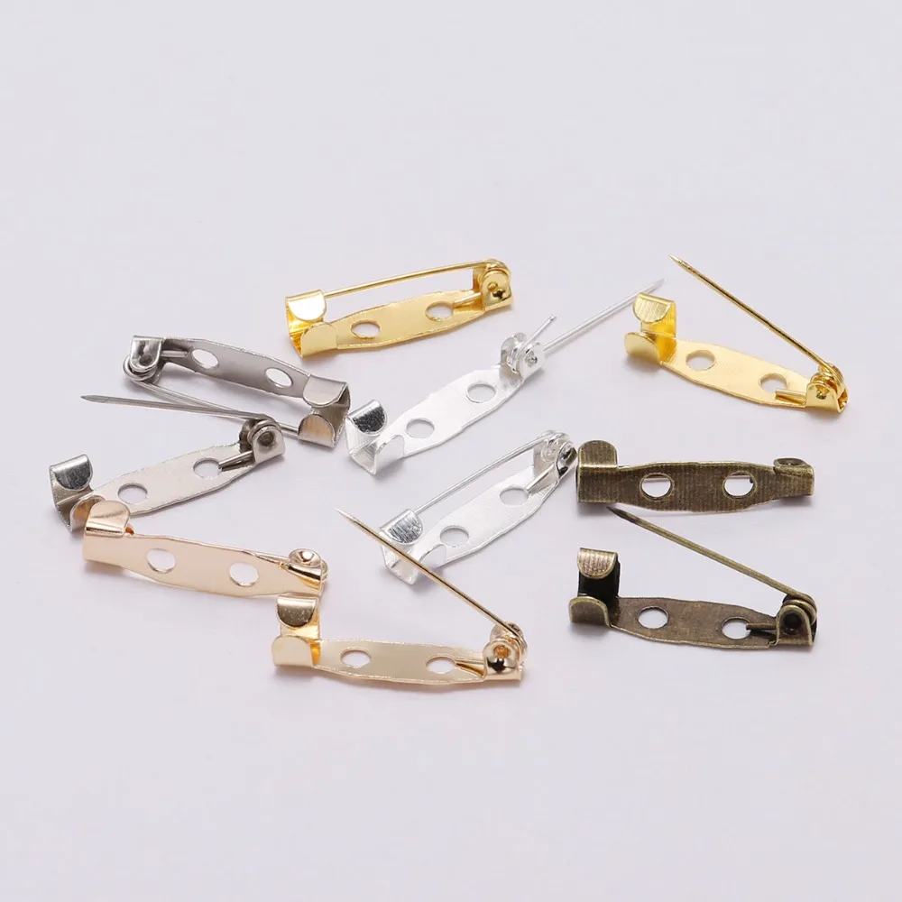 

50Pcs/Lot 15-40mm Alloy Safety Pins Brooch Settings Blank Bases Brooch Clip Base Pins for DIY Jewelry Findings Making