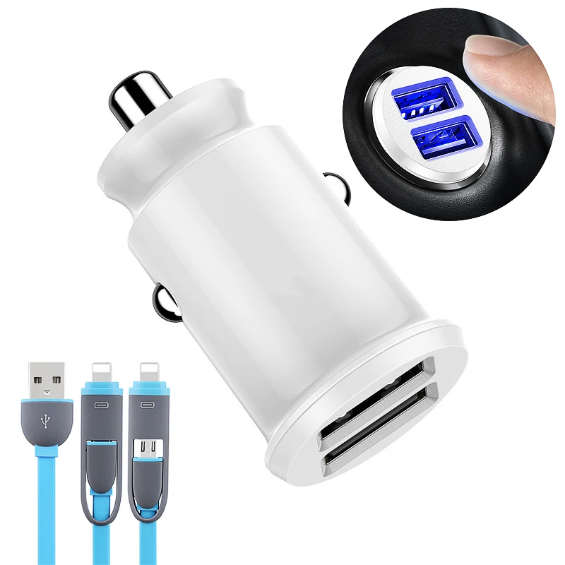 Автомобильное зарядное устройство с двумя USB портами мобильный телефон А 12 24