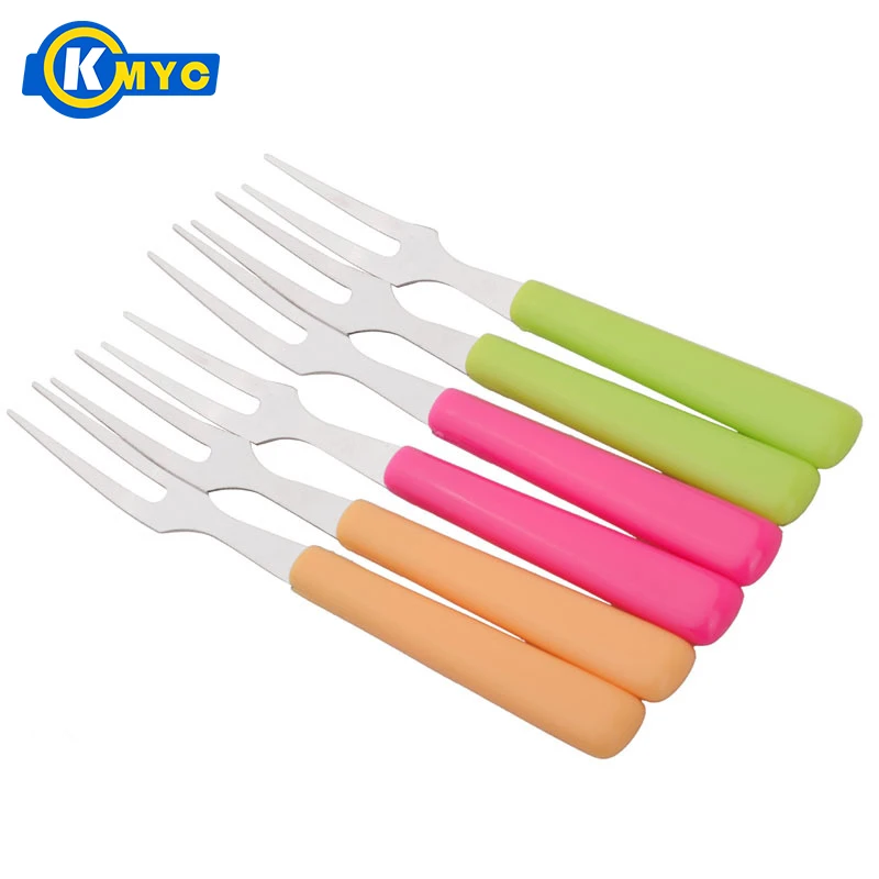 KMYC 6Pc/Set Stainless Steel Fruit Fork Set Food Picks Cake Dessert Forks Two-Tin Knife Party Wedding Durable Cutlery Tool | Дом и сад