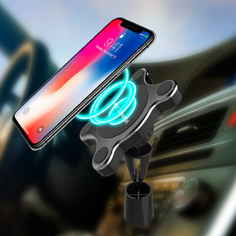 

Автомобильное магнитное Беспроводное зарядное устройство QI для Samsung Galaxy S9 S10, подставка с креплением на створки вентиляции, автомобильный д...