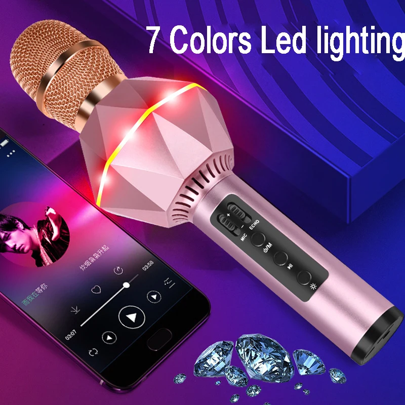 Lefon профессиональный Bluetooth микрофон Беспроводная система караоке конденсаторный