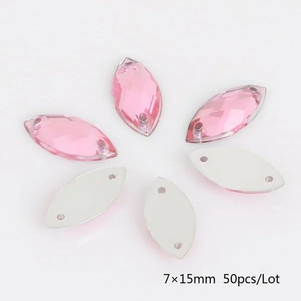 Pink Круглые/квадратные/в форме конского глаза Хрустальные акриловые бусины с плоской задней стороной две бусины с отверстиями для самостоятельного изготовления ювелирных изделий Аксессуары для рукоделия - Цвет: Pink