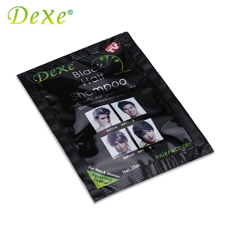 

10pcs/lot Dexe Black Hair Shampoo Only 5 Minutes Grey Hair Removal Dye Hair Coloring Cream Building Fibers Hair Care