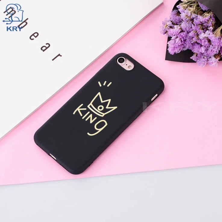 Однотонный карамельный силиконовый чехол для телефона для iPhone X/8/7/6 7 Plus/8 Plus/11 чехол розовый Король Королева Fundas чехол