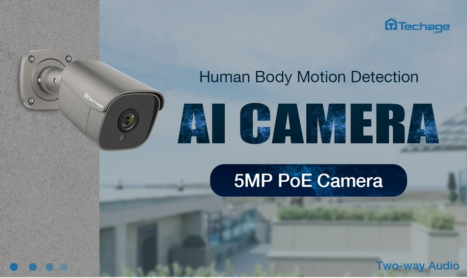 Techage H.265 5MP FULL HD безопасность POE IP камера двухсторонняя аудио новая AI камера IR-CUT наружного видеонаблюдения для ONVIF NVR