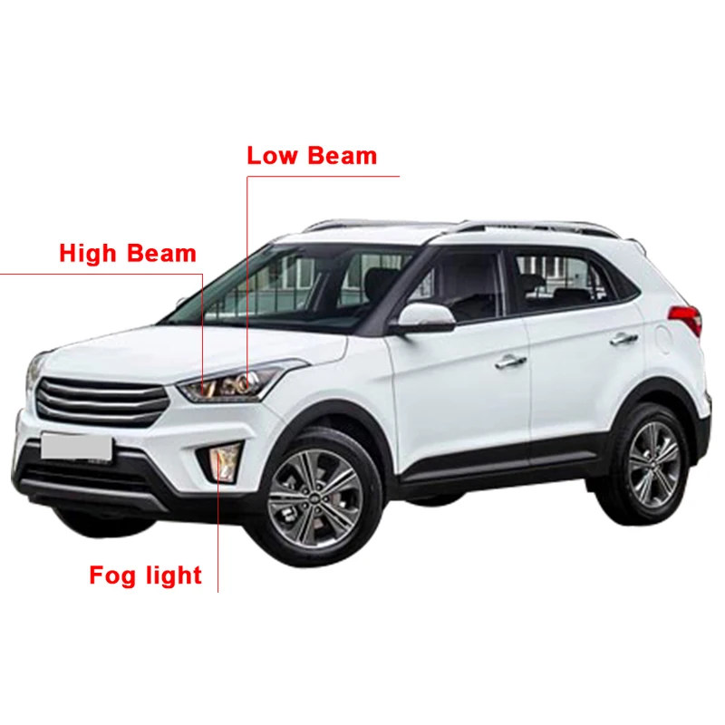 Для hyundai Creta 2018 2019 72 Вт 6500 к один луч сов монолитный блок светодиодов Свет