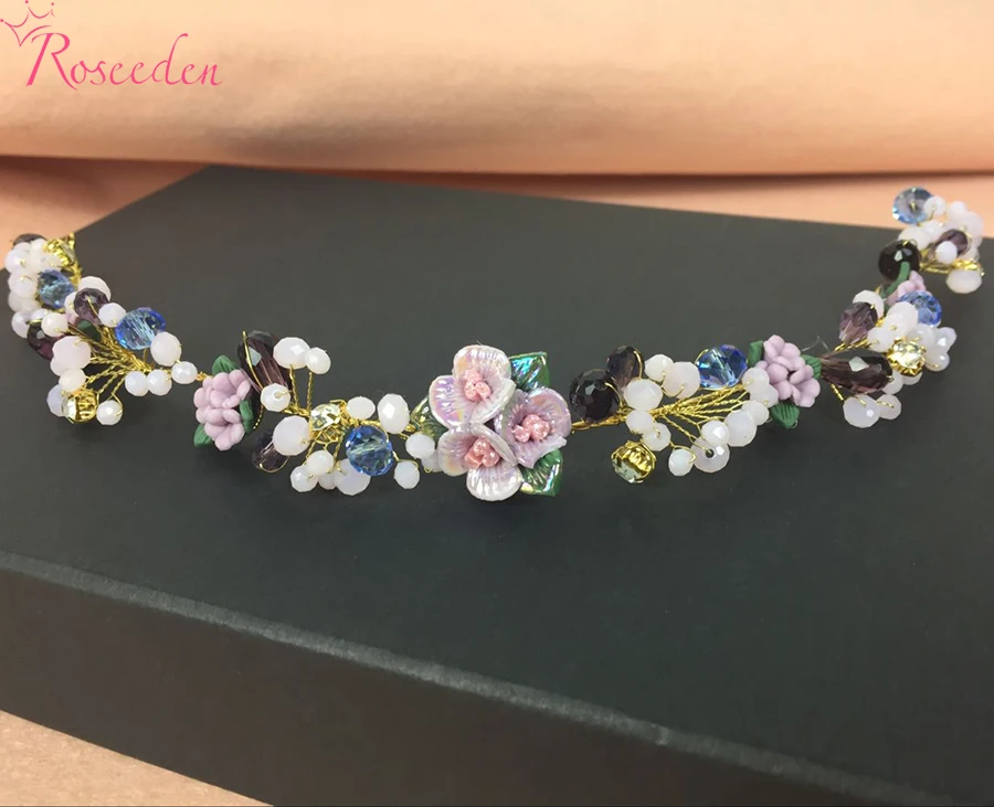 Модная буровая корона для женщин ручной работы разноцветные цветы Свадебная
