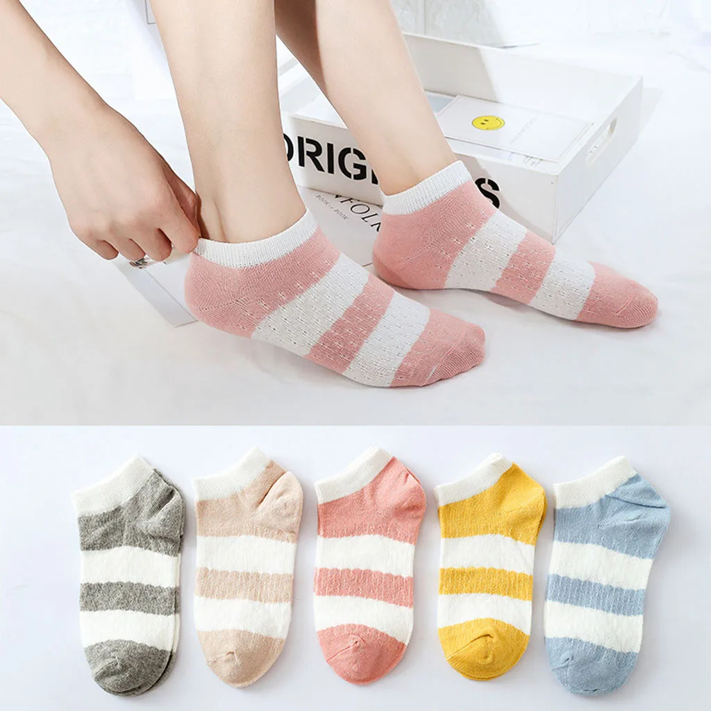 

2019 Summer ladies boat socks striped invisible socks casual cotton shoes mesh anti-skid invisible low help no socks 50*