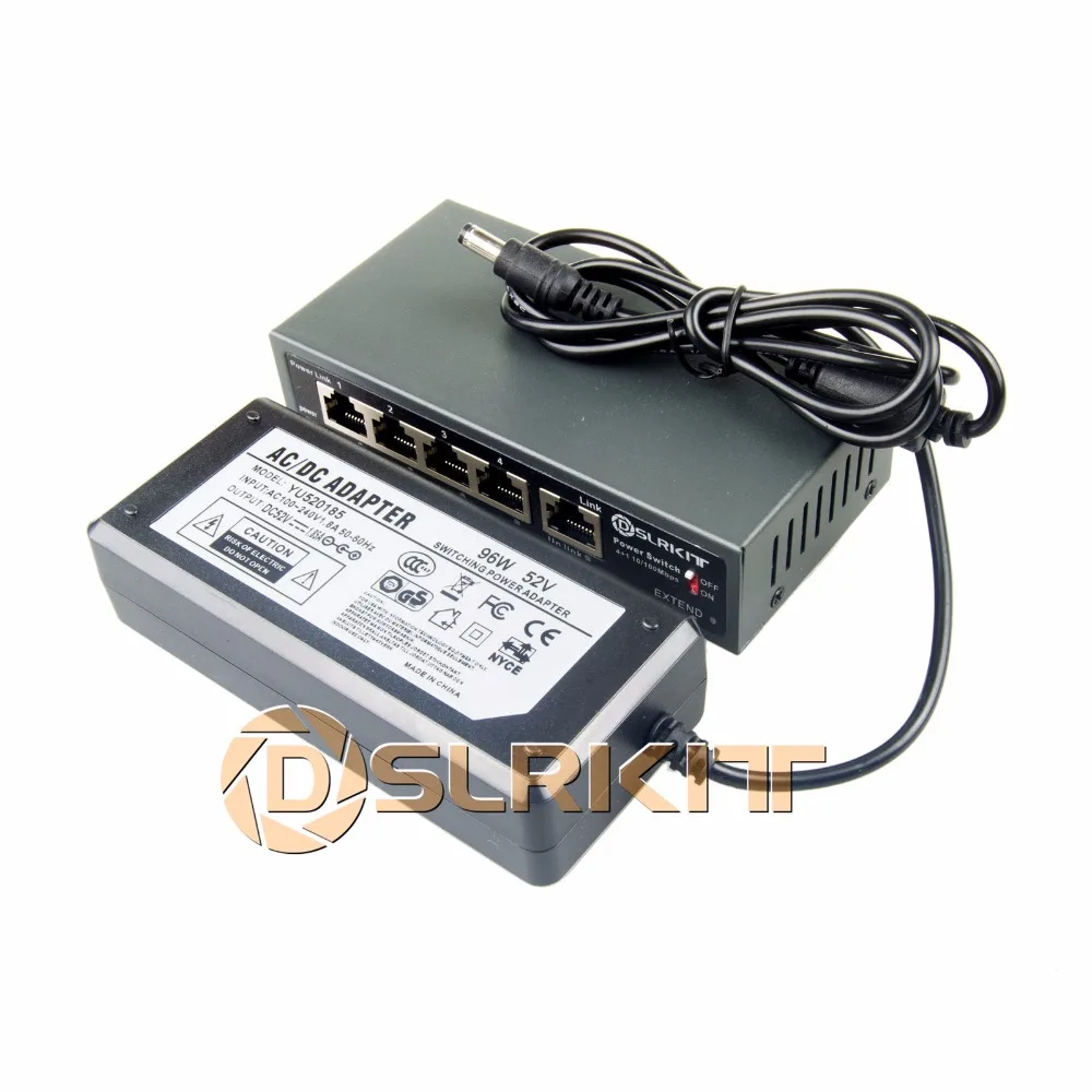 DSLRKIT 250 м 5 портов 4 PoE переключатель инжектор питания по Ethernet 52 в 75 Вт Макс. 90 +