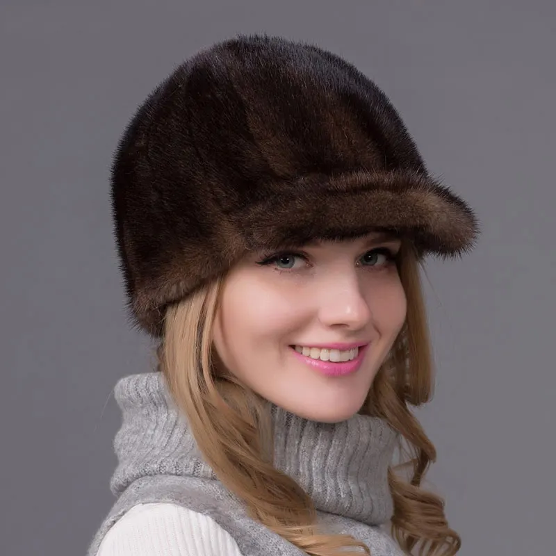 

Genuine Winter Mink Fur Hat Cap In Women Clothing Fur Headdress Warm Fashion Cap Hats Headgear Russia Style Caps Mink Fur PD-01