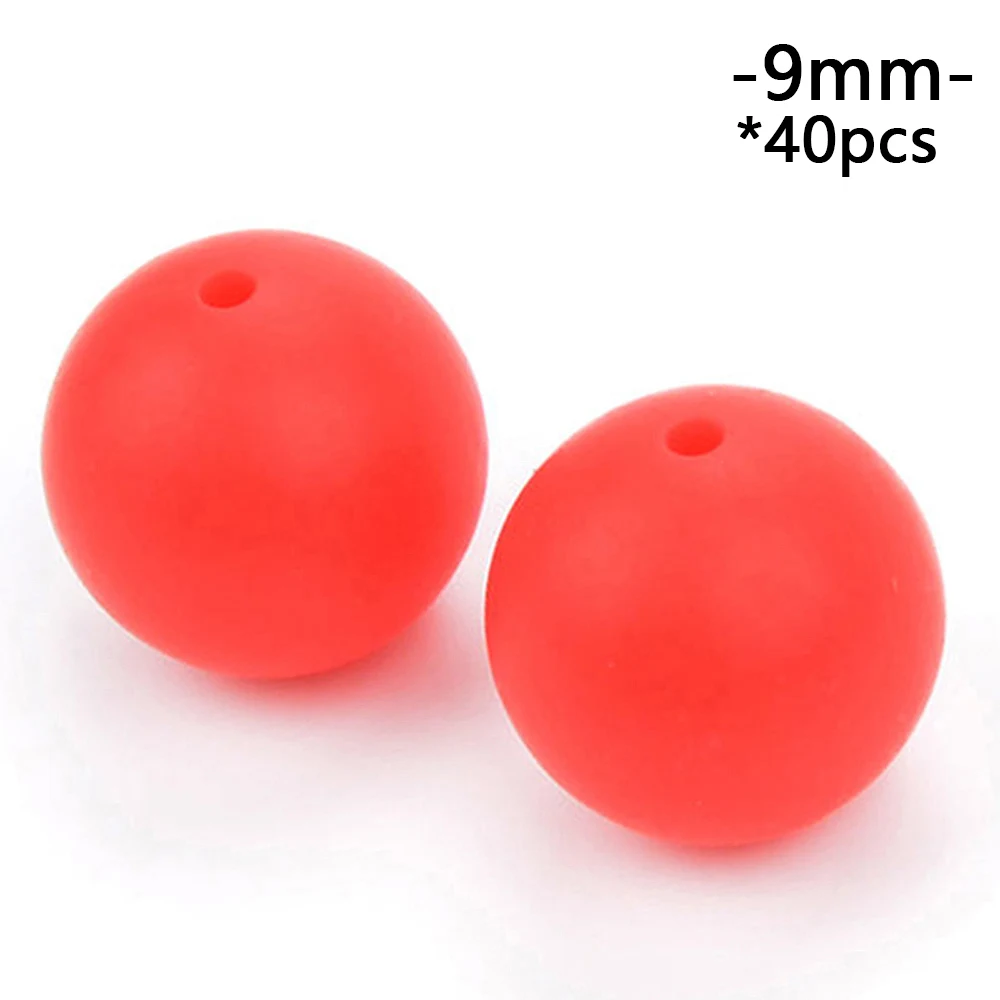 scarlet red LOFCA, круглые, 40 шт., свободные силиконовые бусины, 9 мм, Детские Прорезыватели для зубов, ожерелье, пищевая, без бисфенола, ювелирные изделия, Детские Прорезыватели, игрушка, соска - Цвет: scarlet red
