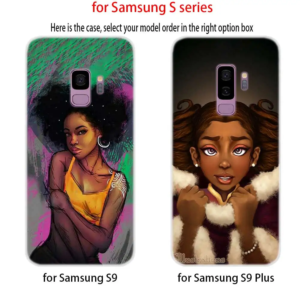 Афро для девочек однотонный Мягкий чехол из TPU силиконовый Samsung Galaxy S7Edge S8 S9 S10 S11 S20