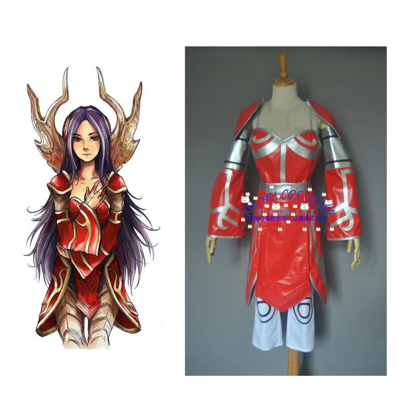

Женский костюм на Хэллоуин, красный костюм для косплея lol Irelia, 2016