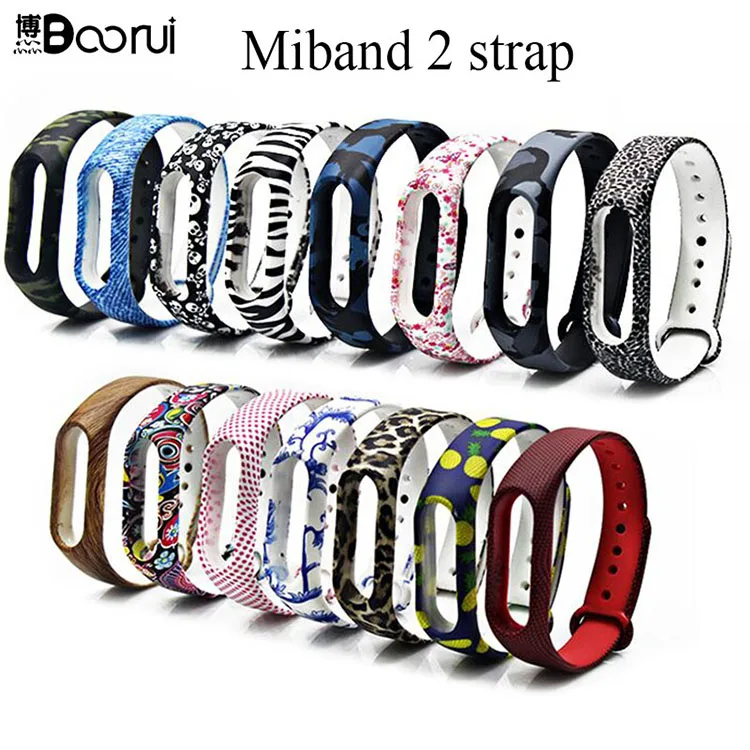BOORUI Miband 2 ремень pulsera различные модели силиконовых наручных ремней камуфляж Learpard питон Сменные ремни для xiaomi miband2