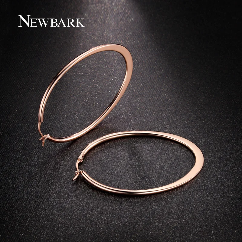 NEWBARK розовое золото цвет Огромный овальный обруч серьги Корзина мяч жен