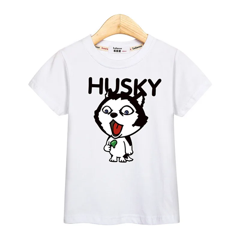 Get you fashion baby boys tops cute huskies kids clothes girls fashion t-shirt cartoon dog print kid tees summer cotton shirt - Цвет: White1