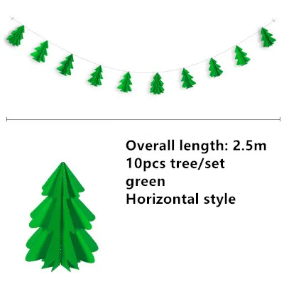 style 2 green Натальные 3D Бумага Рождественская елка декоративные гирлянды кулон Ноэль украшения Рождественские украшения для дома Новогодний Декор Navidad поставка - Цвет: style 2 green