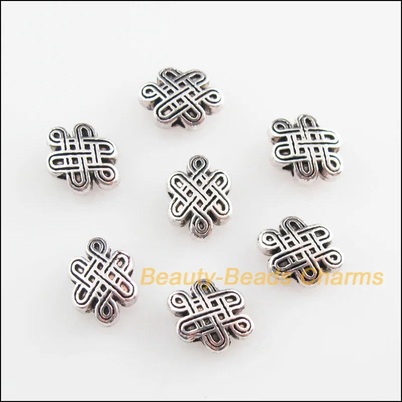 New 40Pcs Tibetan Silver Color Chinese Knot Spacer Beads Charms 7x10mm | Украшения и аксессуары