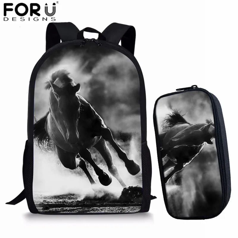 Z2416C-K FORUDESIGNS/3d рюкзаки с рисунком лошади для Дети Мальчики Школа сумка дети ежедневно сумки для школы 3 шт./компл. Crazy Horse Рюкзак - Цвет: Z2416C-K