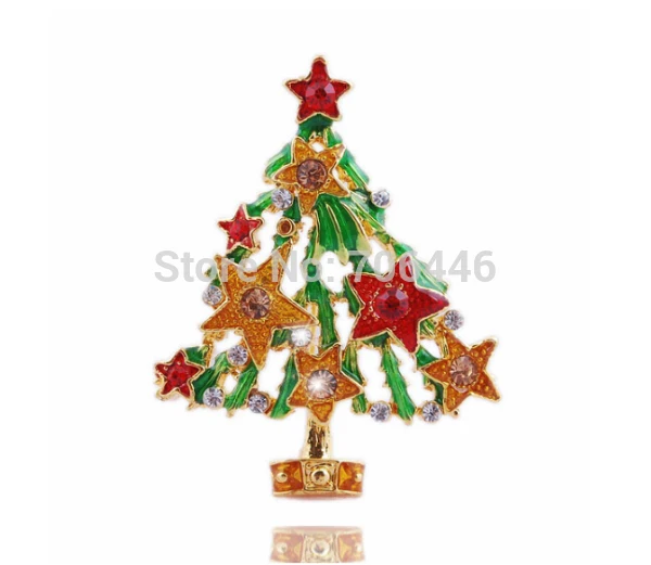 2 дюйма задний фон с веселой рождественской елкой и звезда Подарочная брошка на