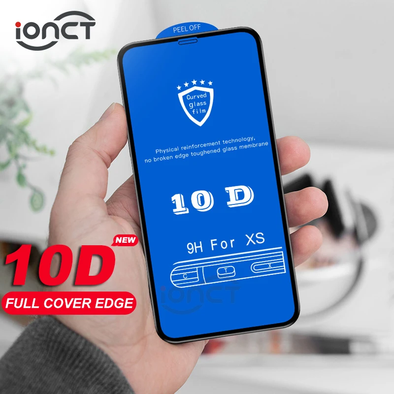 Защитное стекло 10D для iPhone X Xr Xs Max защита экрана с полным покрытием закаленное