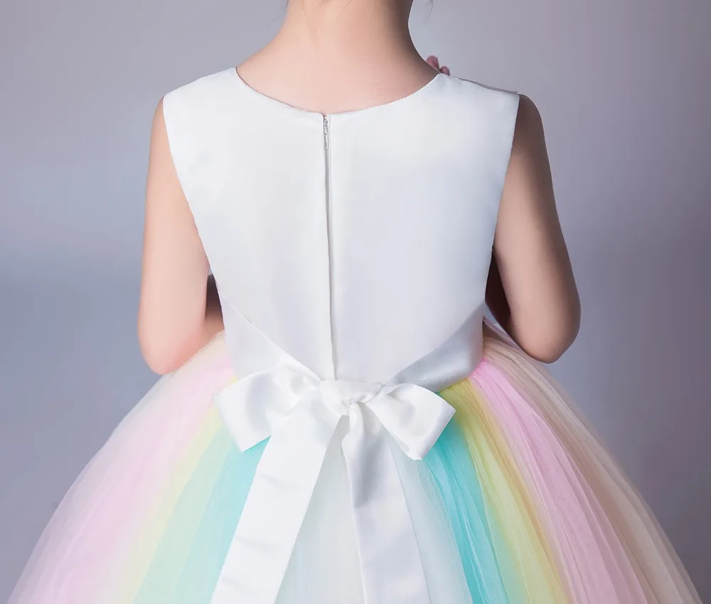 Colorful rainbow dress for teens girl elegant princess birthday and wedding of honor large sizes ceremony | Детская одежда и обувь