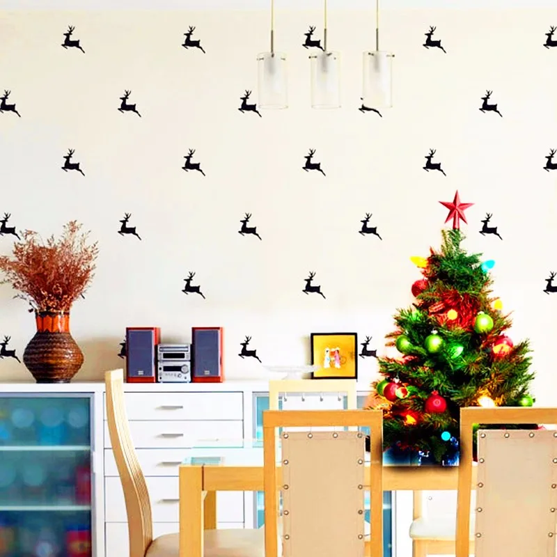 Виниловая наклейка на стену с рисунком оленя Рождественское украшение сделай