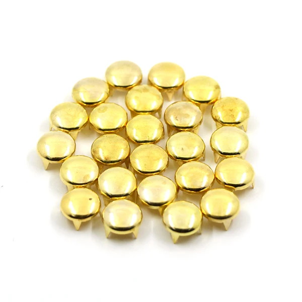 Gold 100 шт Круглые штифты, заклепки с четырьмя металлическими гвоздиками заклепки для кожи панк рок-жеребец для одежды, сумок, обуви, браслетов - Цвет: Gold