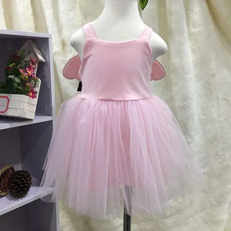 Летнее платье Одежда для девочек милое однотонное без рукавов с крыльями ангела