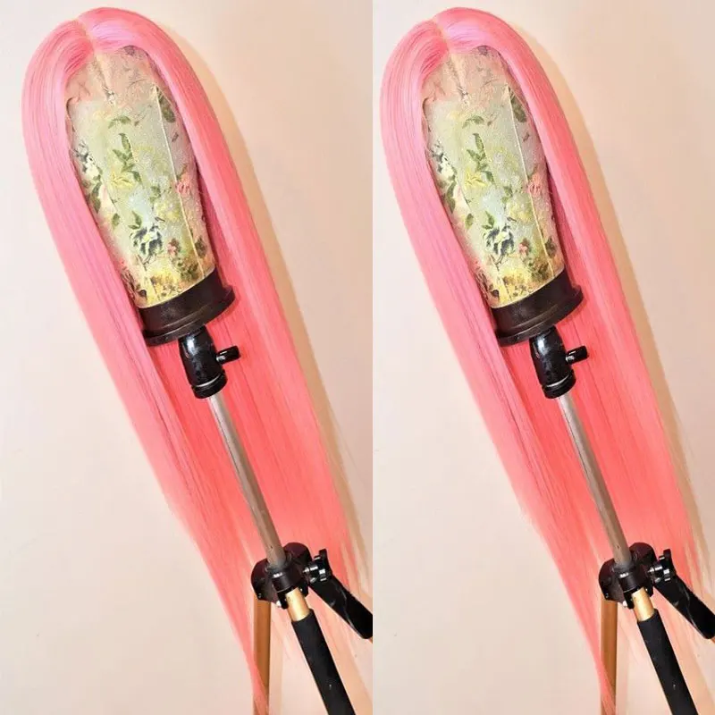 light pink Bombshell, длинные прямые синтетические волосы, завязанные вручную, на кружеве, парик без клея, термостойкие волокна, натуральные волосы для белых женщин - Цвет: light pink