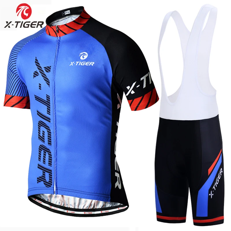 Bib Cycling Set X-Tiger большой комплект трикотажных изделий для велоспорта Одежда для велосипеда Майо Ropa Ciclismo комплект для велоспорта Быстросохнущий велосипедный костюм с короткими рукавами MTB - Цвет: Bib Cycling Set