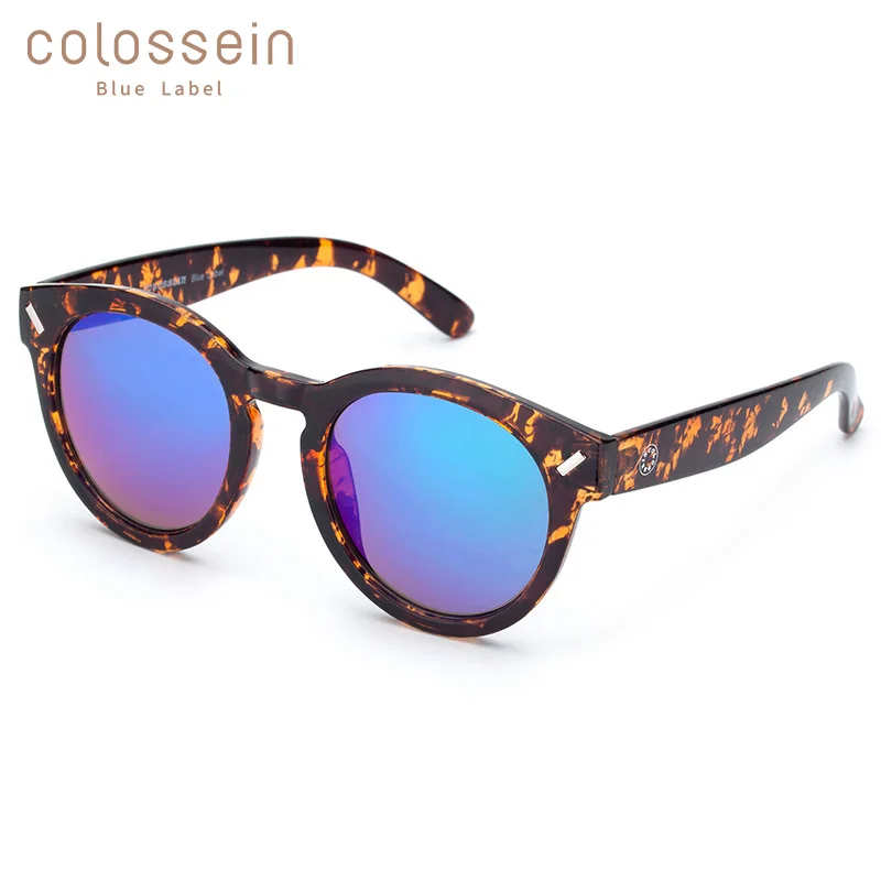 Мужские и женские солнцезащитные очки в стиле ретро COLOSSEIN круглые с синим