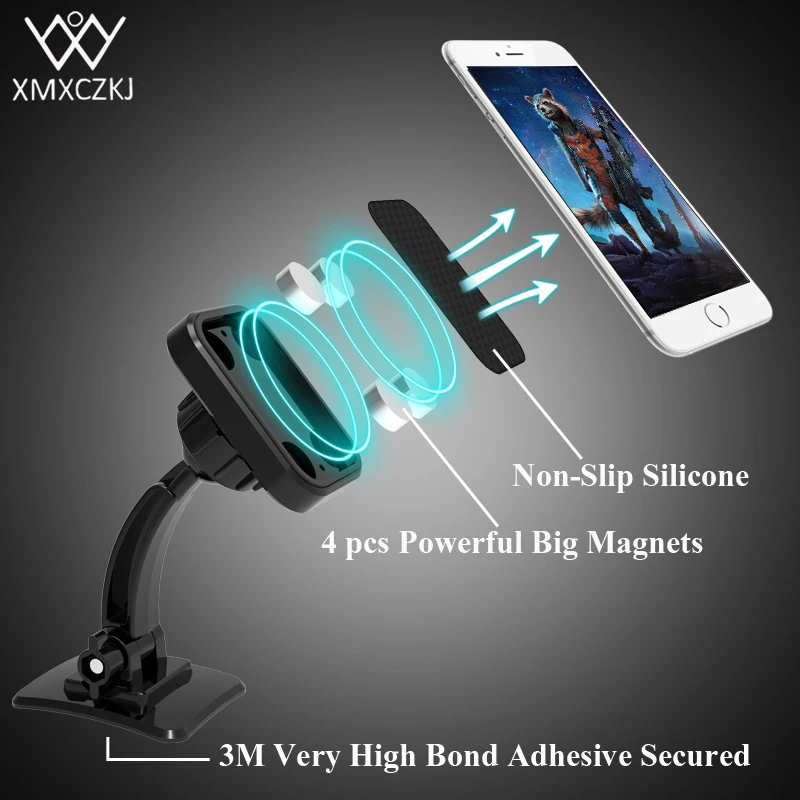 XMXCZKJ Car Mobile Phone Magnetic Holder For Iphone 11 8 7 Samsung S8 Dashboard Mount Strong Magnet Universal Stand | Мобильные