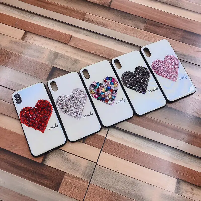Роскошный 3D Алмазный чехол для телефона с сердечками iphone XS Max XR X 6S Plus 7 7Plus 8 Модный