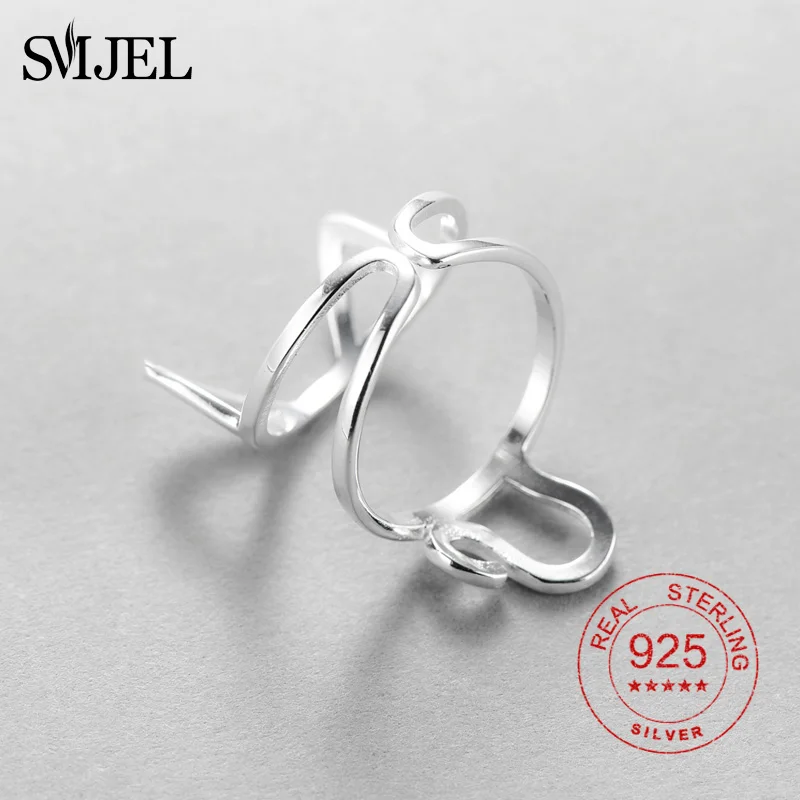 SMJEL 925 стерлингового серебра Милые Роскошные кошечки массивные кольца для женщин
