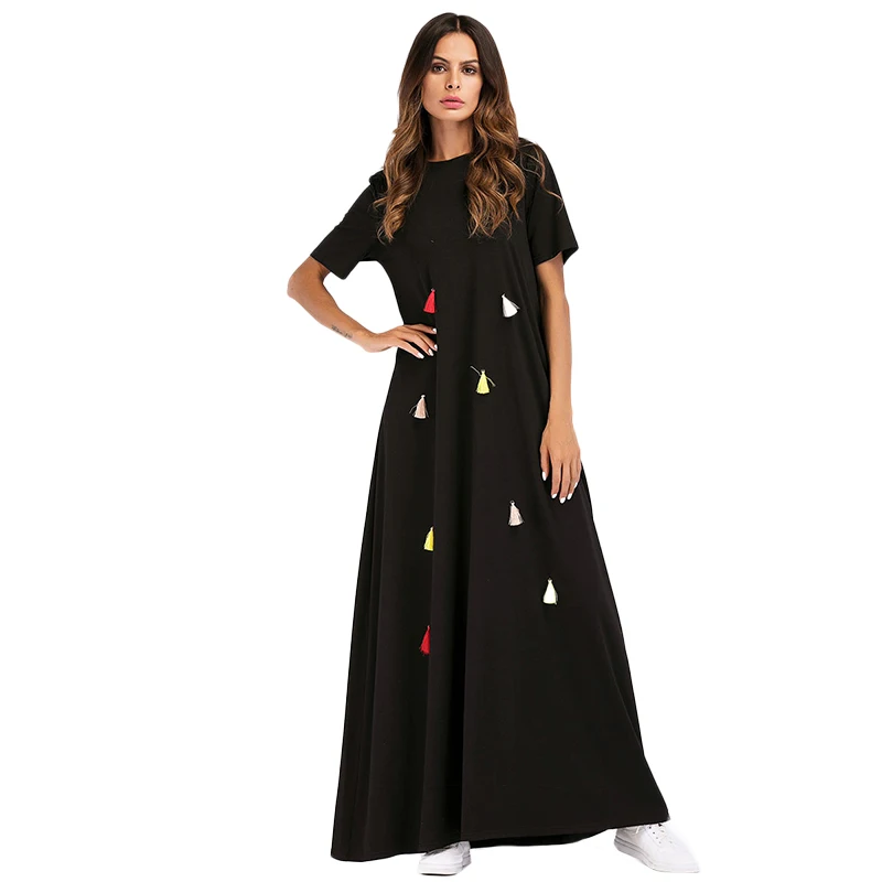 Летнее платье с кисточками для женщин короткий рукав повседневное Vestidos De