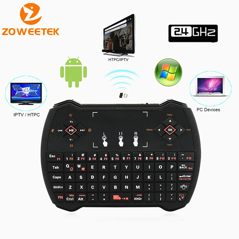 Оригинальная Беспроводная мини клавиатура Zoweetek i28 1 2 4G русская английская