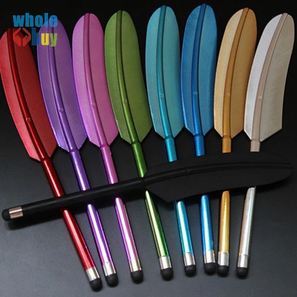 

100pcs/lot New Design Feather Capacitive Stylus Screen Pen Touch Screen Pen Capacitive Stylus Pen For Smart Phone Tablet/iPad