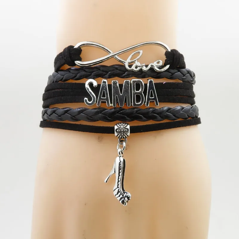 Любовь Самба браслеты Высокая подвеска каблуки кожаный браслет танцор подарок