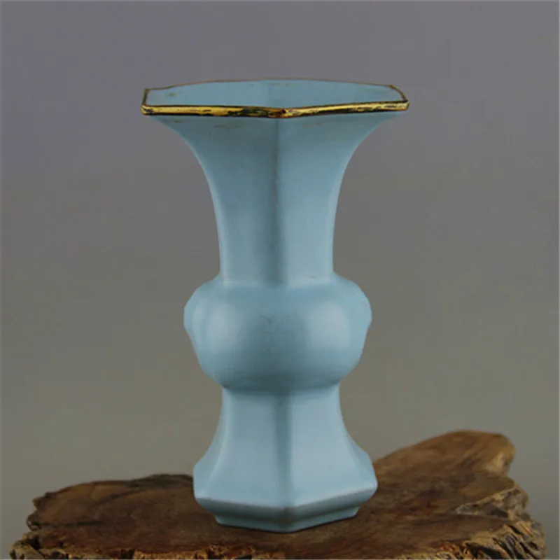 Классическая Античная китайская династия песни Ru печь синяя фарфоровая Золотая