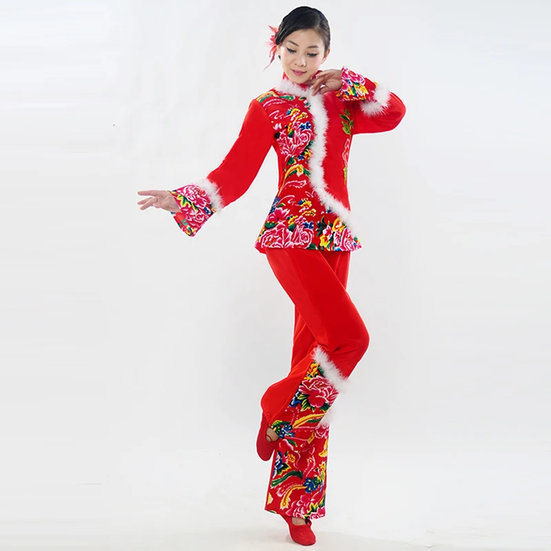 Китайская одежда hanfu Yangko костюм веера для женщин взрослых Этническая Одежда