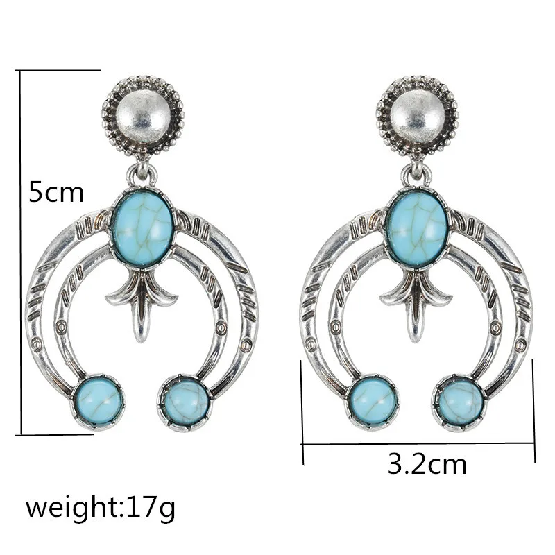 Винтажные серьги капли с кривым камнем серебристого цвета ретро богемное